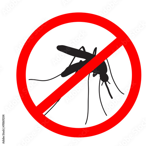 Anti mosquito sign with a realistic mosquito.