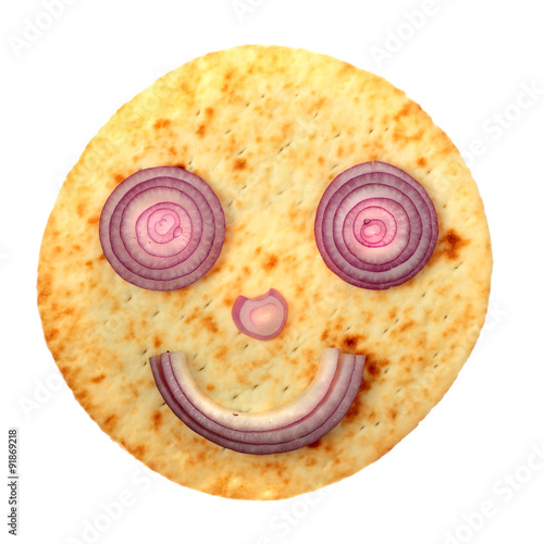 Smile cake face with red onion photo