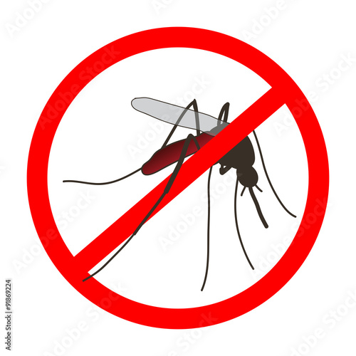 Anti mosquito sign with a realistic mosquito.