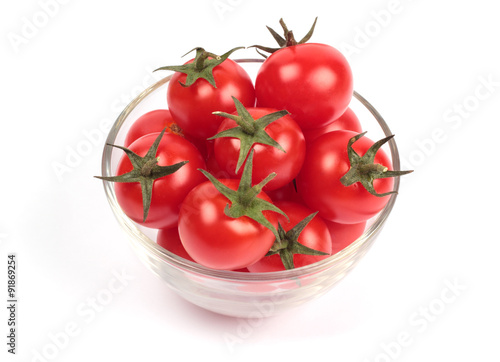 Cherry tomatoes in glass plate