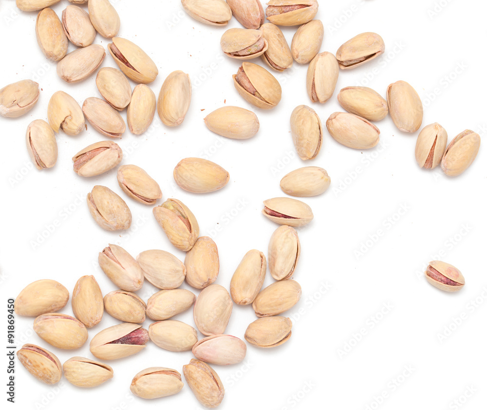 pistachios on a white background. close pistachios on a white background. close