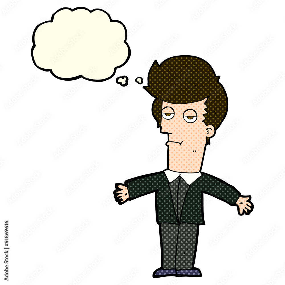 cartoon bored man with thought bubble cartoon bored man with thought bubble
