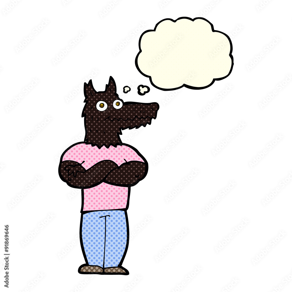 cartoon werewolf with thought bubble cartoon werewolf with thought bubble