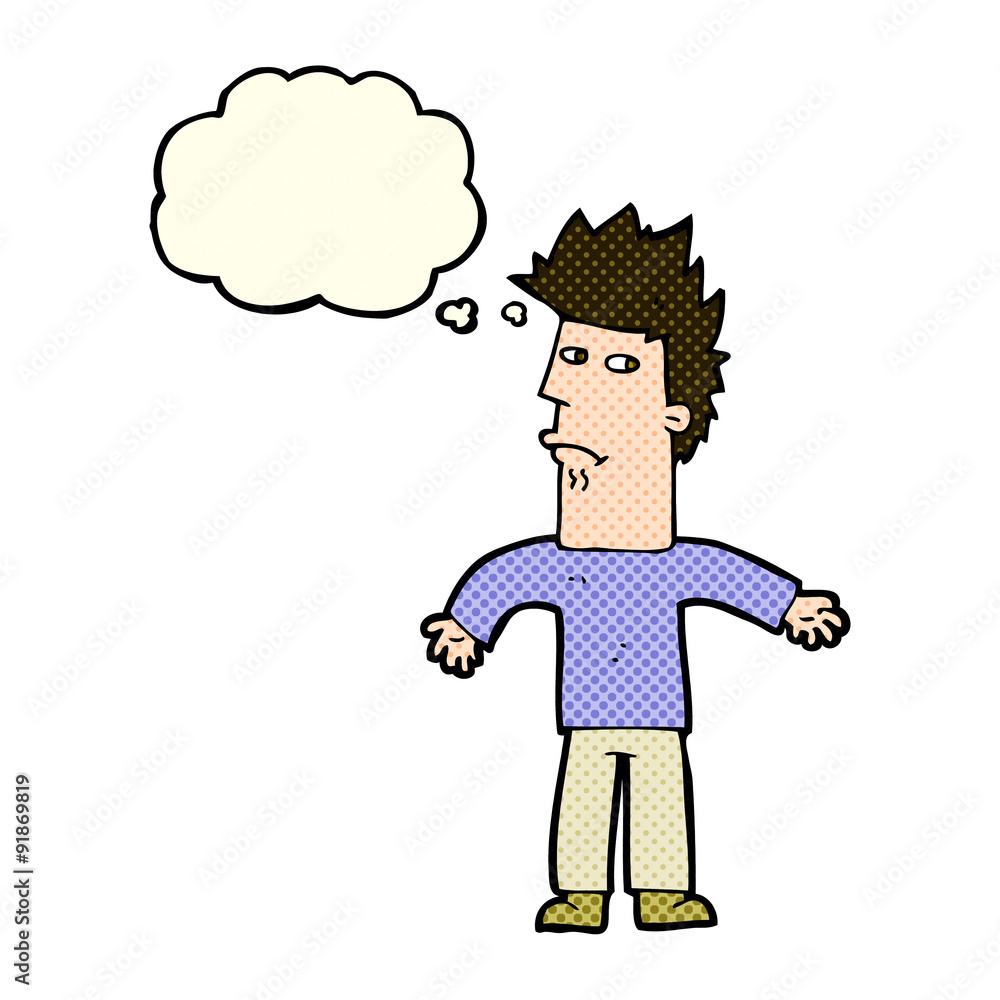 cartoon confused man with thought bubble cartoon confused man with thought bubble