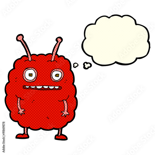 cartoon funny alien monster with thought bubble