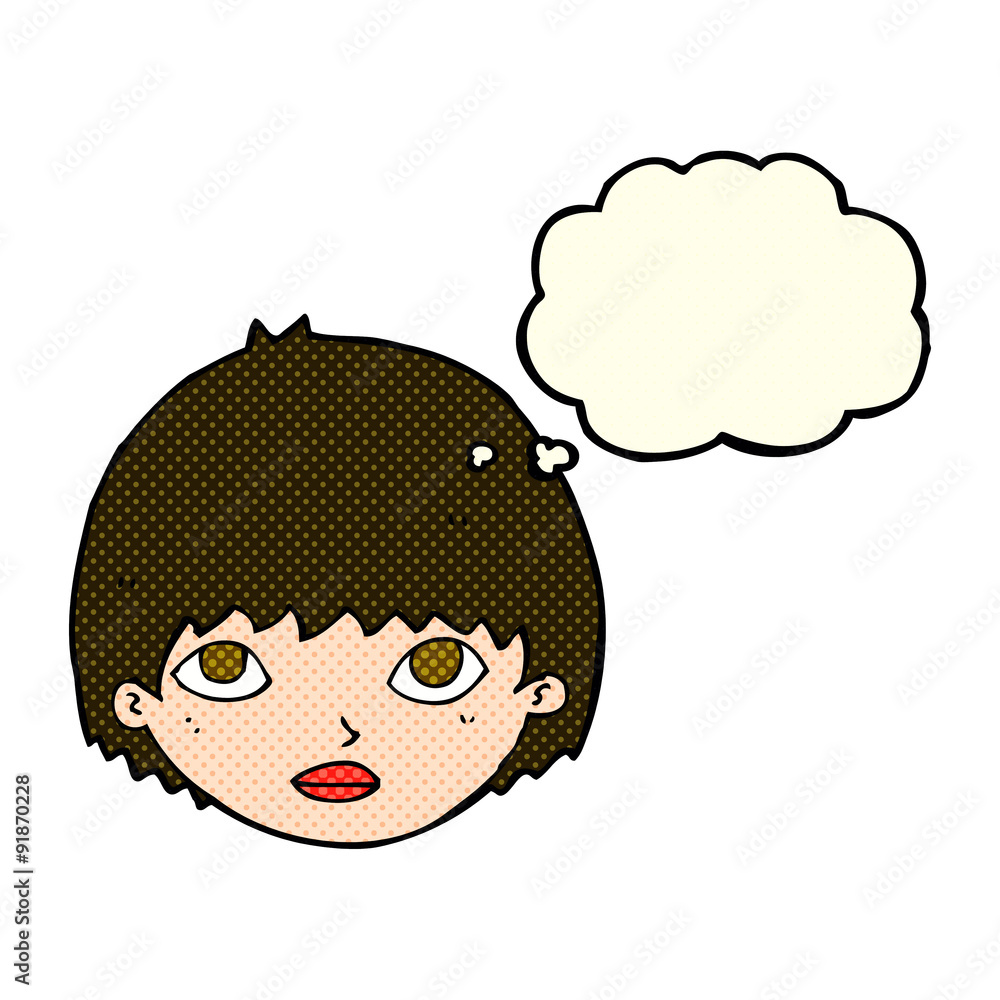 cartoon girl staring with thought bubble cartoon girl staring with thought bubble