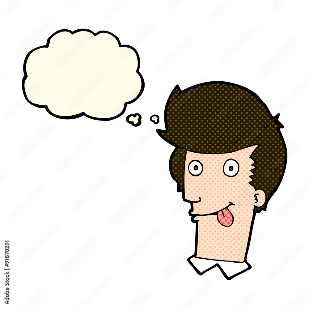cartoon man with tongue hanging out with thought bubble cartoon man with tongue hanging out with thought bubble