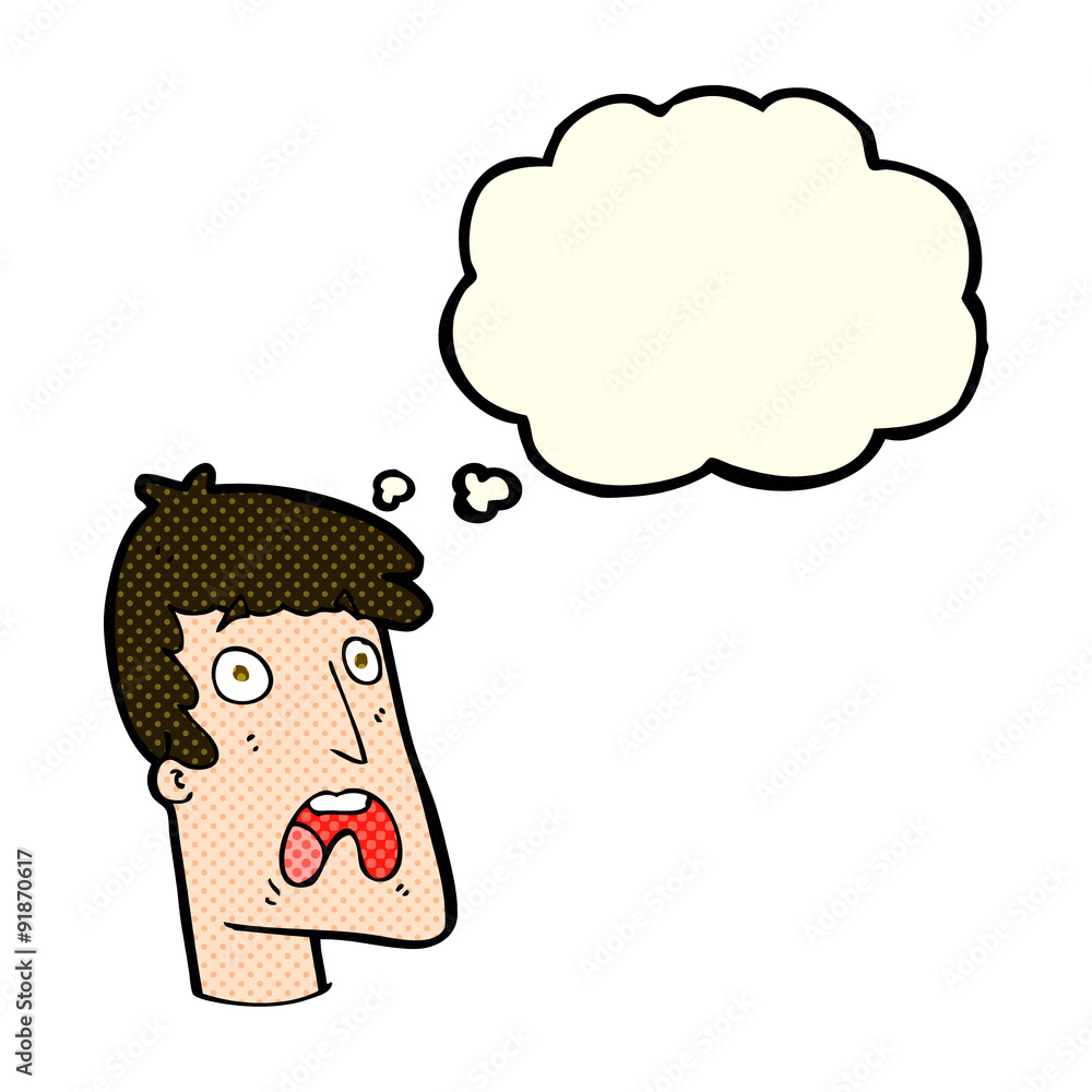 cartoon shocked man with thought bubble cartoon shocked man with thought bubble