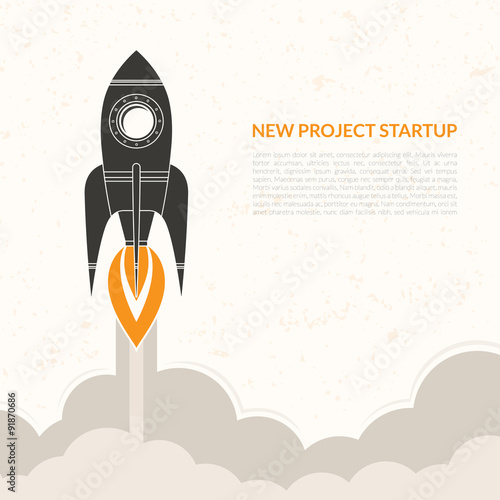Space rocket launch  vintage background