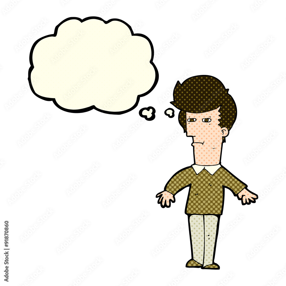 cartoon suspicious man with thought bubble cartoon suspicious man with thought bubble