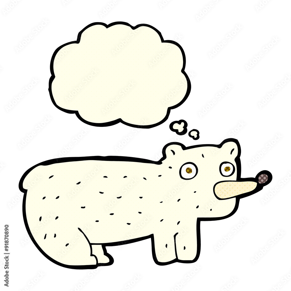 funny cartoon polar bear with thought bubble funny cartoon polar bear with thought bubble