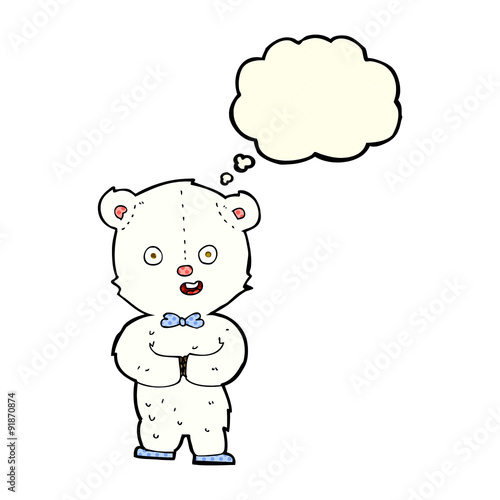 cartoon teddy polar bear with thought bubble