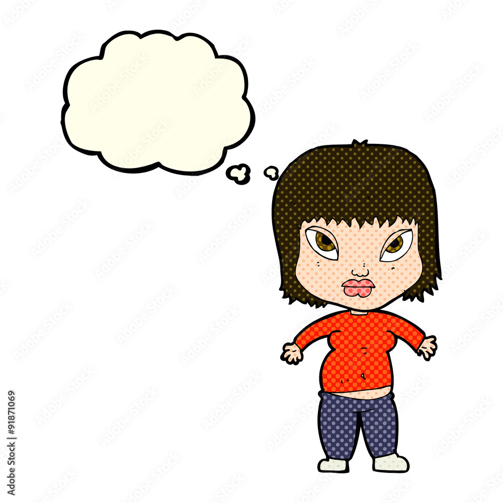 cartoon overweight woman with thought bubble cartoon overweight woman with thought bubble