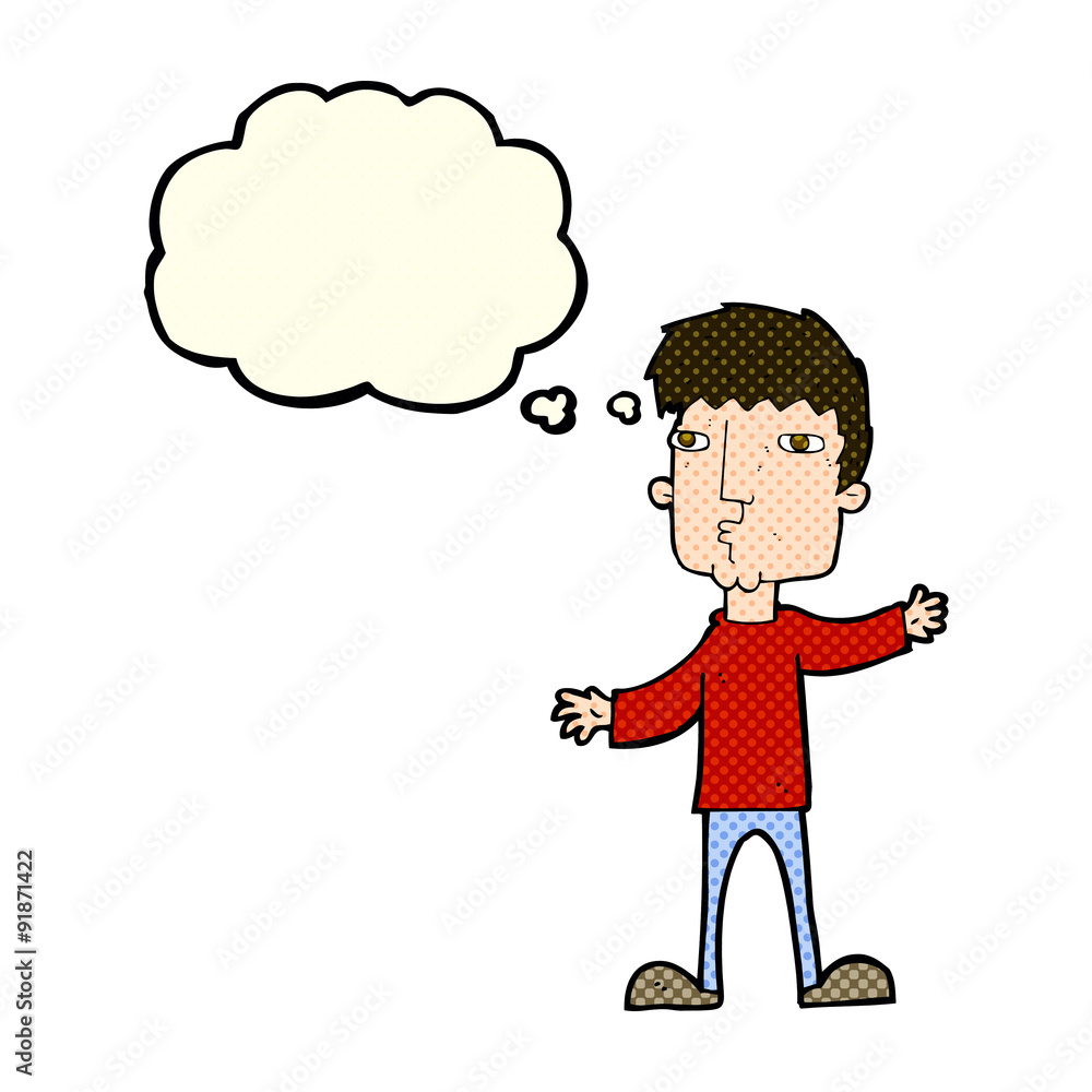 cartoon curious man with thought bubble cartoon curious man with thought bubble
