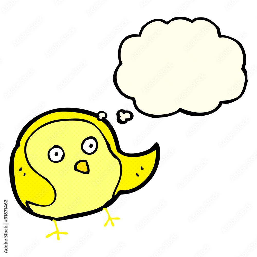 cartoon bird with thought bubble cartoon bird with thought bubble