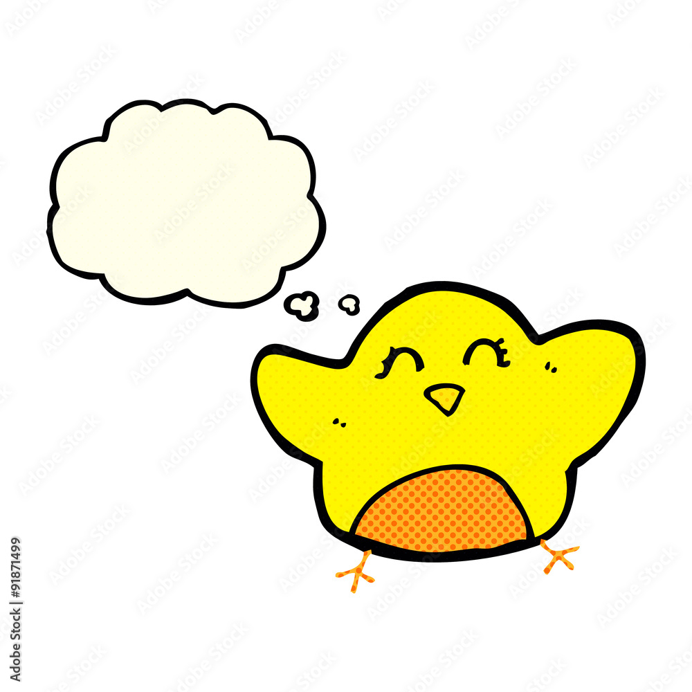 cartoon bird with thought bubble