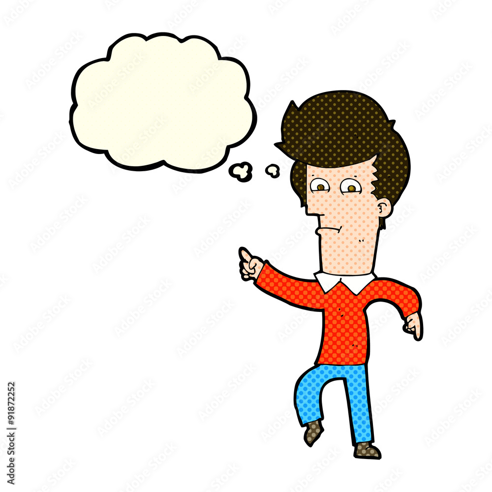 cartoon man pointing with thought bubble cartoon man pointing with thought bubble