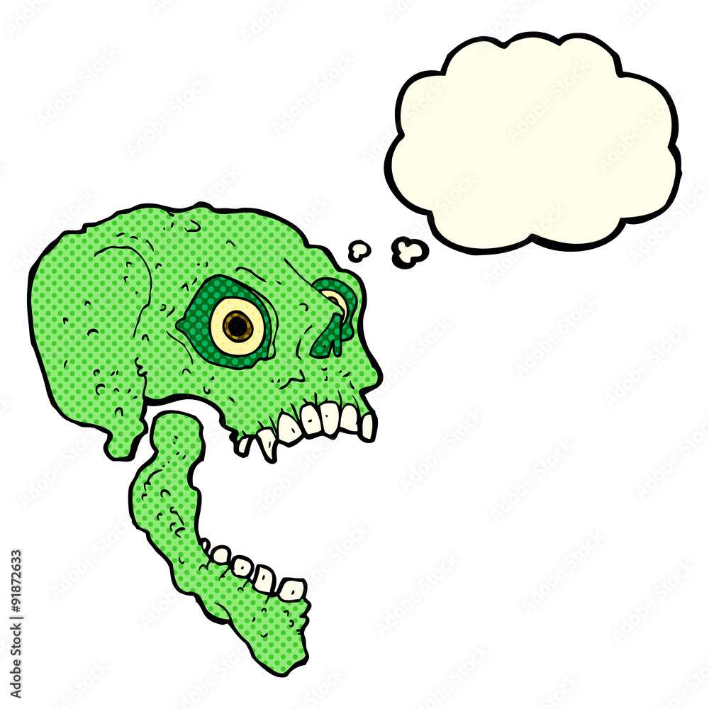 cartoon scary skull with thought bubble cartoon scary skull with thought bubble