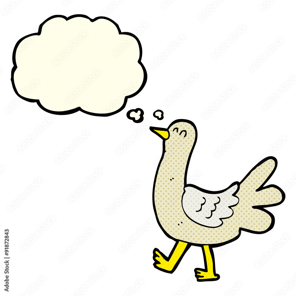 cartoon walking bird with thought bubble cartoon walking bird with thought bubble