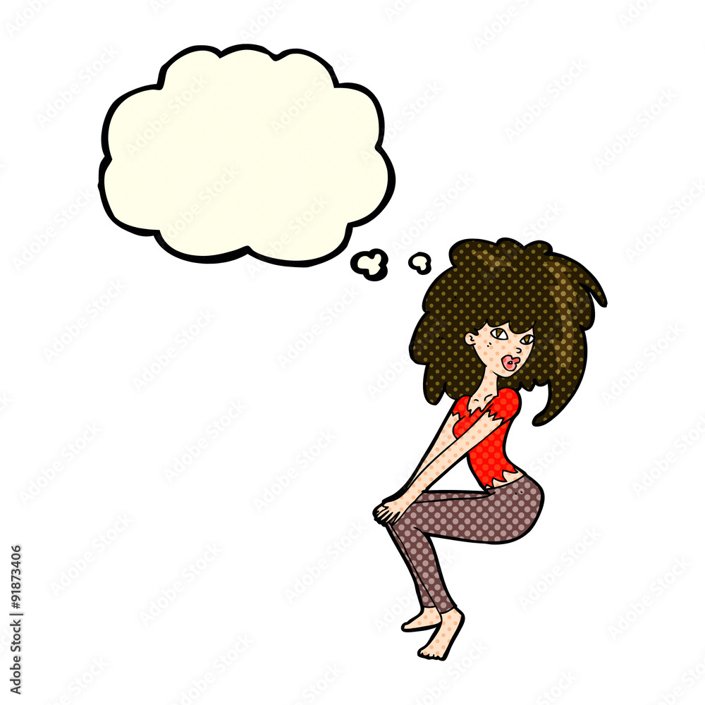 cartoon woman with big hair with thought bubble cartoon woman with big hair with thought bubble