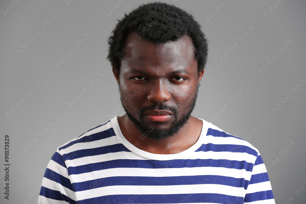 African American portrait on gray background African American portrait on gray background