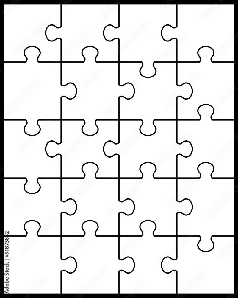 Vector Illustration of big white puzzle, separate pieces Vector Illustration of big white puzzle, separate pieces