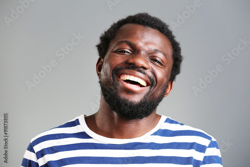 African American portrait on gray background