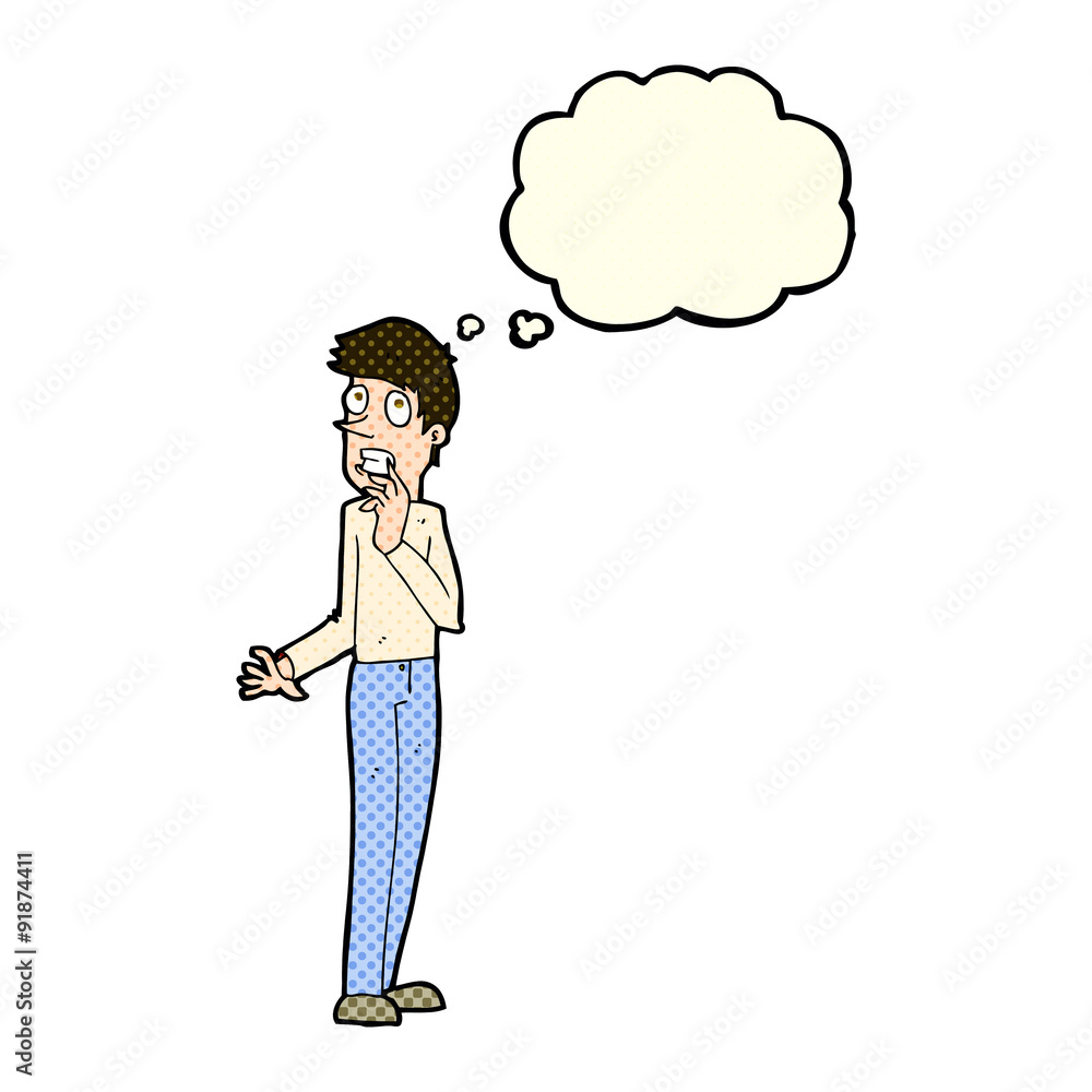 cartoon worried man with thought bubble cartoon worried man with thought bubble