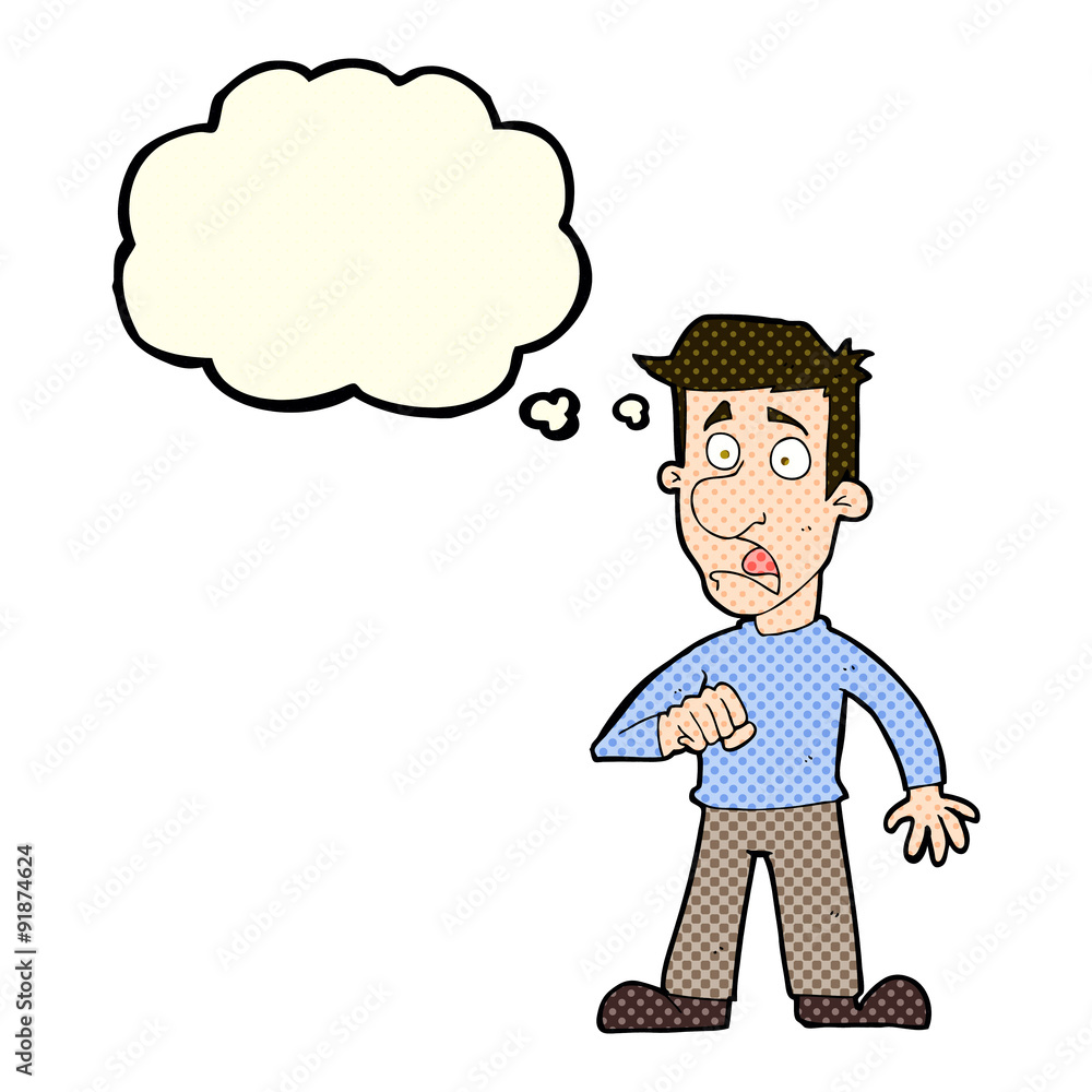 cartoon shocked man with thought bubble cartoon shocked man with thought bubble