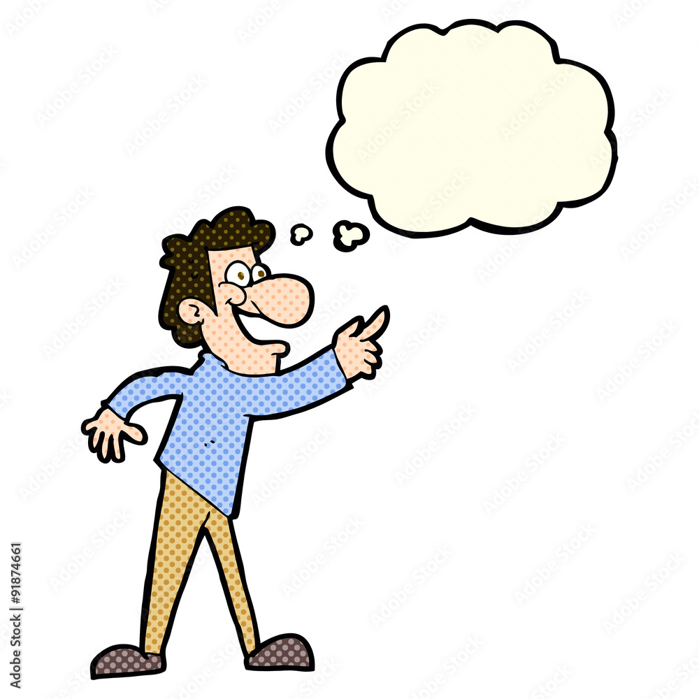cartoon man pointing and laughing with thought bubble cartoon man pointing and laughing with thought bubble