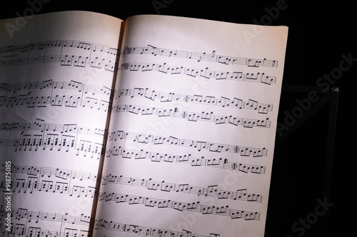 Music sheets in the shadow,...