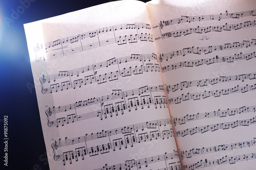 Music sheets in the shadow,...