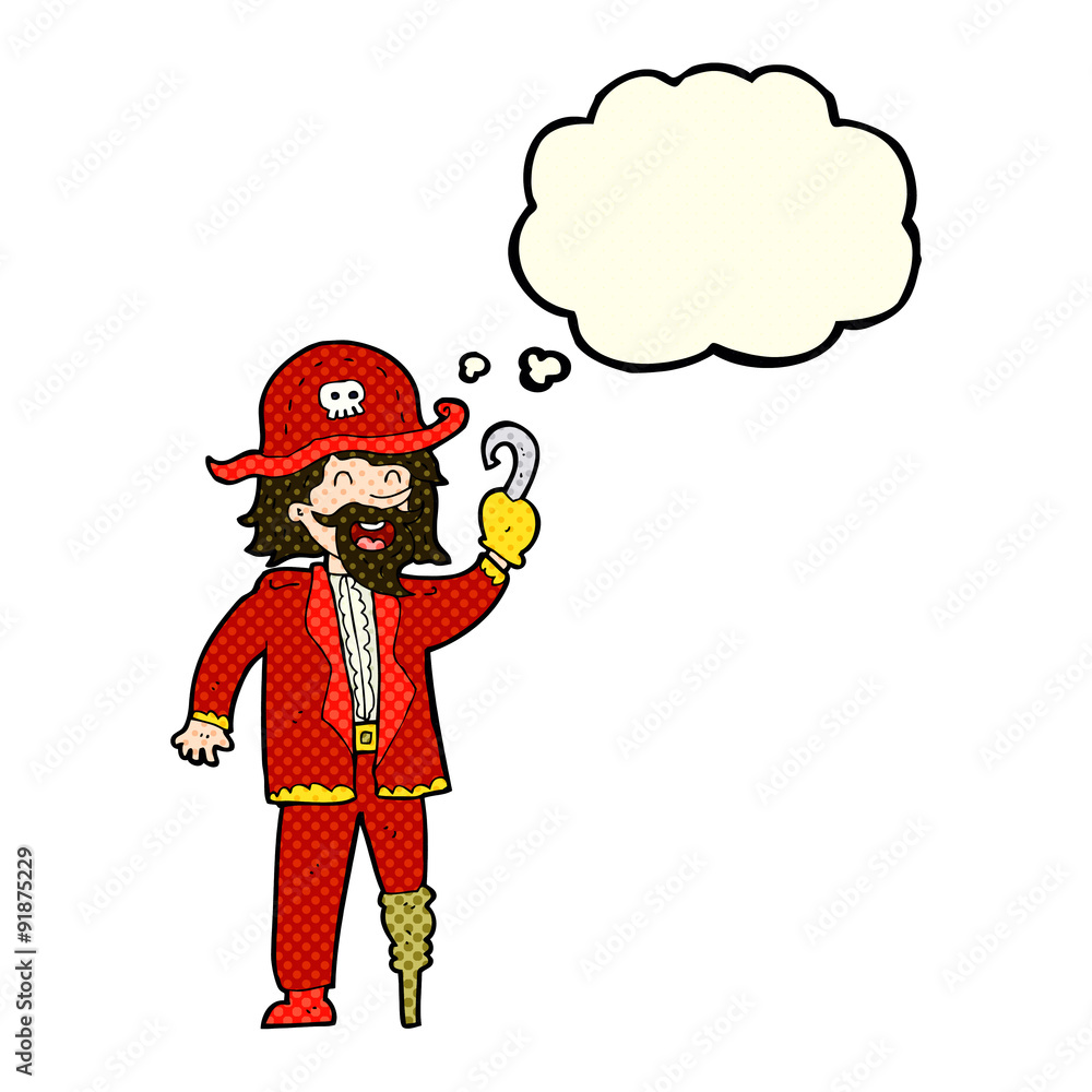 cartoon pirate captain with thought bubble cartoon pirate captain with thought bubble
