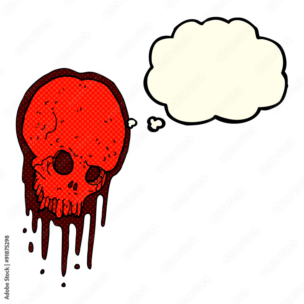 cartoon scary skull with thought bubble cartoon scary skull with thought bubble