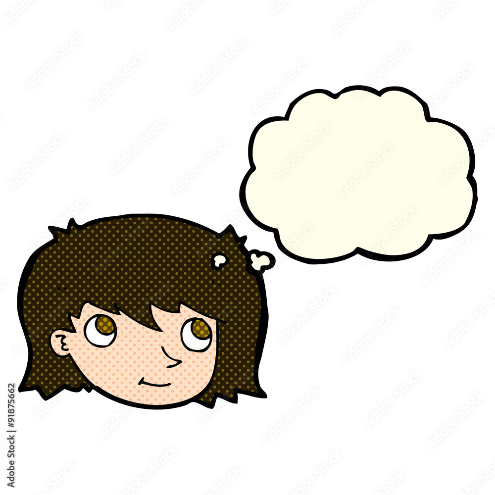 cartoon female face with thought bubble cartoon female face with thought bubble