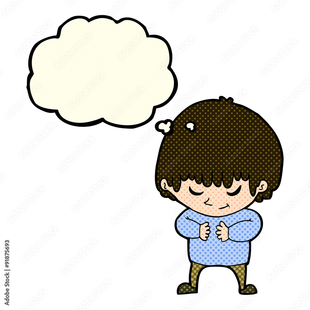 cartoon shy boy with thought bubble cartoon shy boy with thought bubble