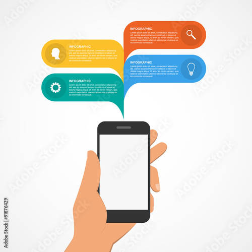 Modern design infographic with mobile phone. Vector illustration.