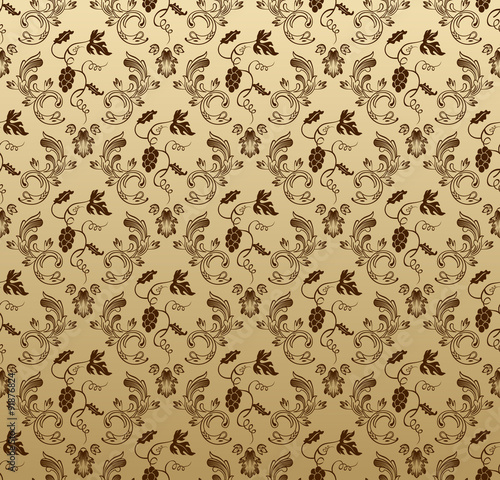 Seamless wallpaper background grapes vegetative vintage