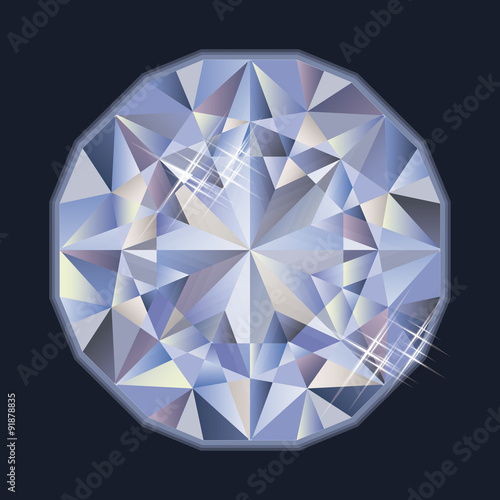 Shiny brilliant diamond, vector illustration
