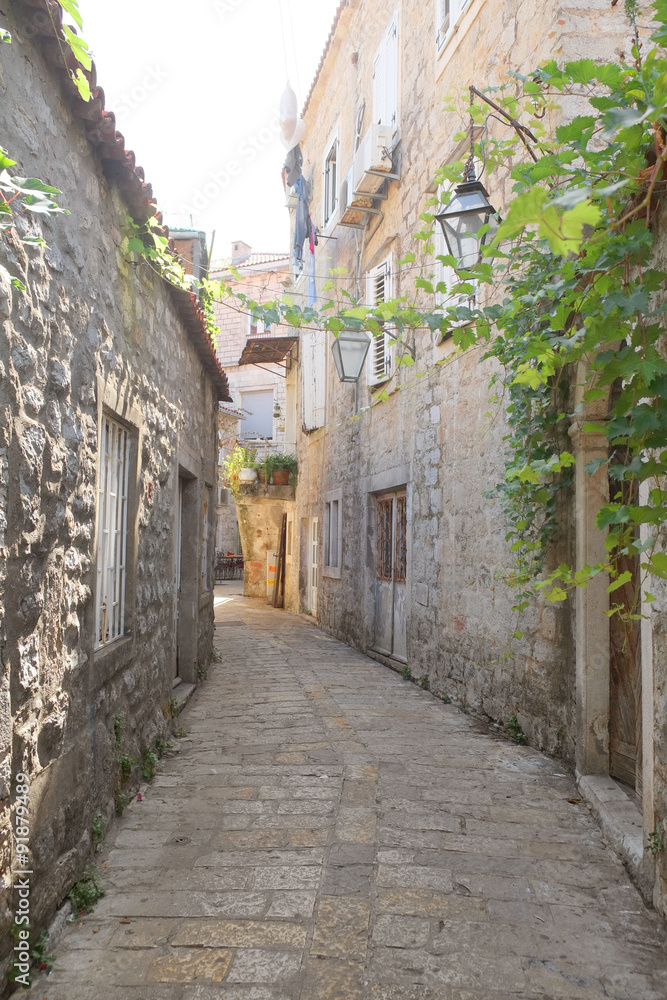 Fototapeta View of an old town of Budva, Montenegro