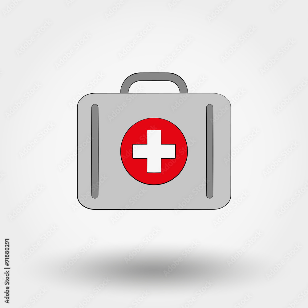 Suitcase first aid icon.