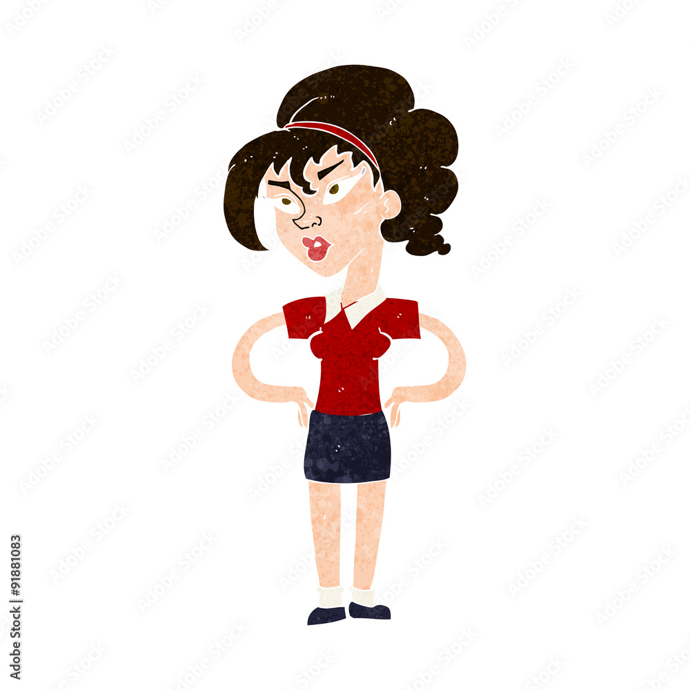 cartoon woman with hands on hips cartoon woman with hands on hips