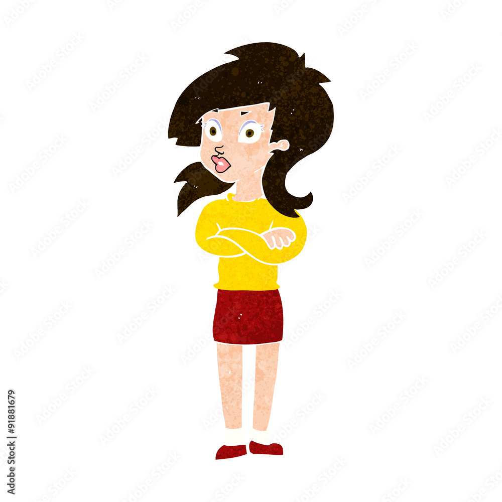 cartoon woman with folded arms cartoon woman with folded arms
