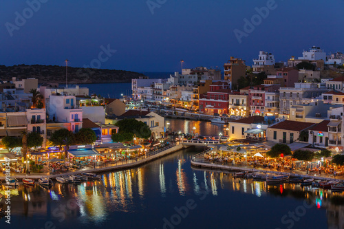 Agios Nikolaos City at Night, Crete, Greece