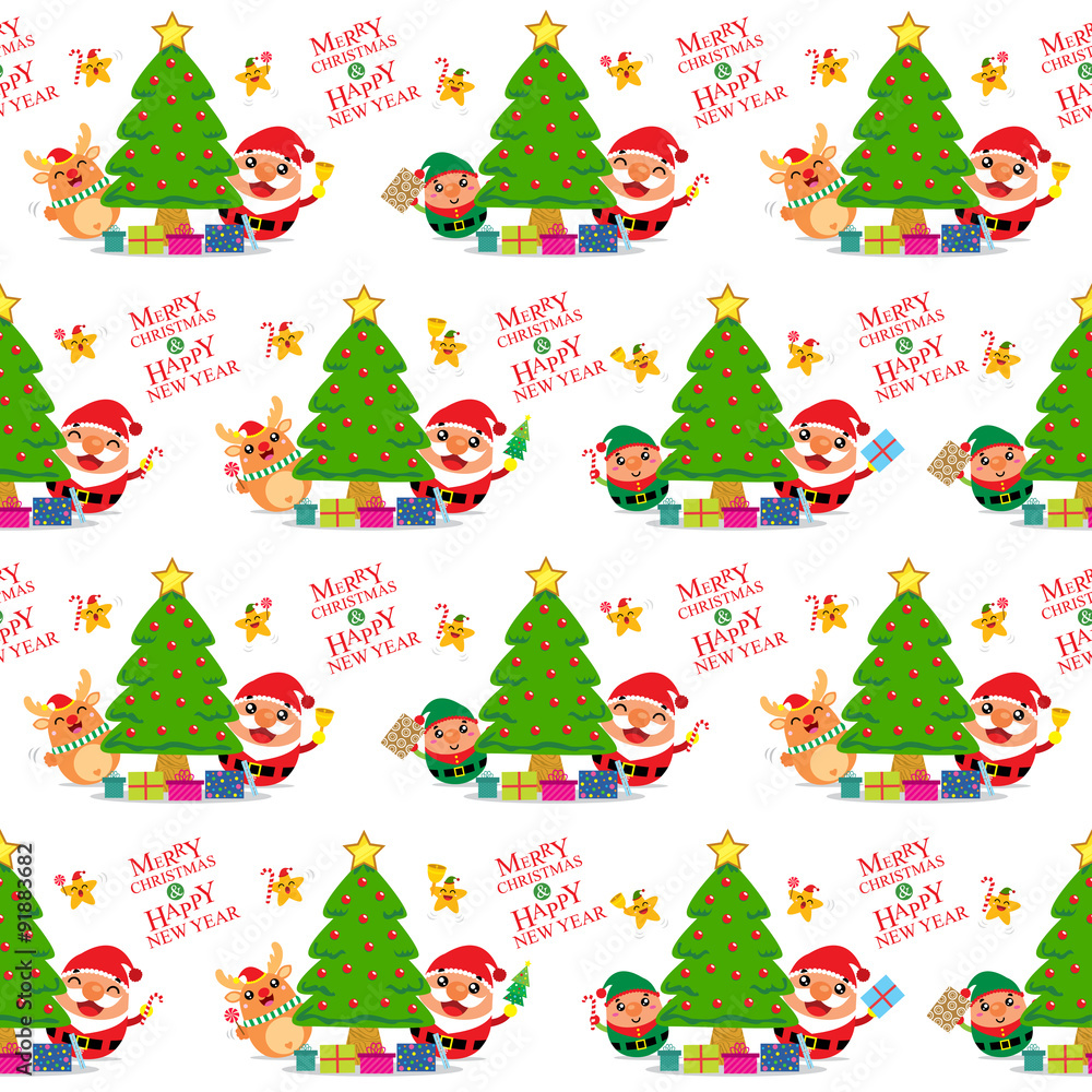 Christmas Seamless Santa Claus and Friends Christmas Seamless Santa Claus and Friends