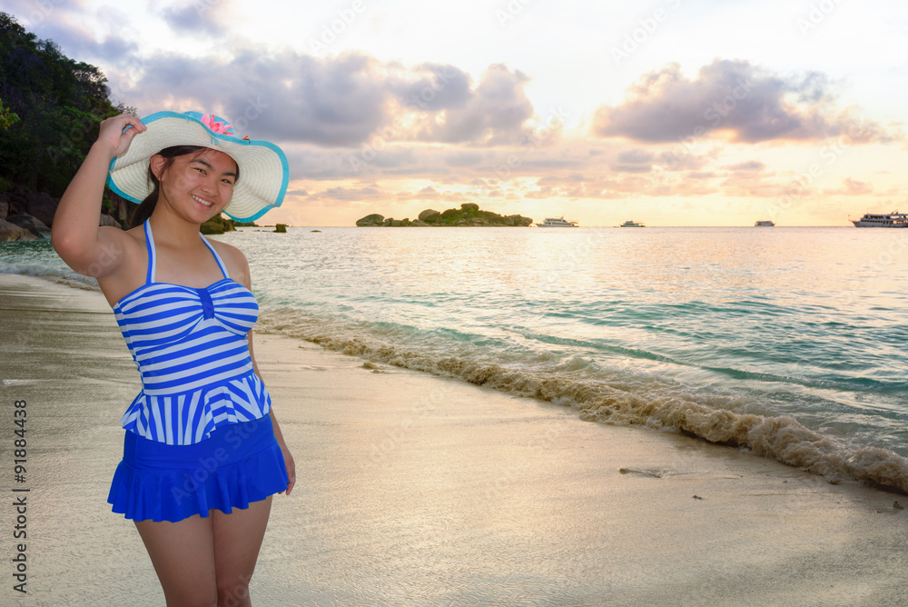 Girl on the beach at Similan Island, Thailand Girl on the beach at Similan Island, Thailand