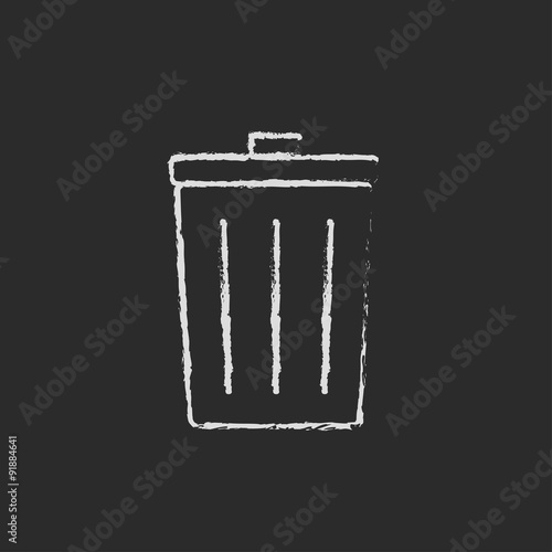 Trash can icon drawn in chalk.