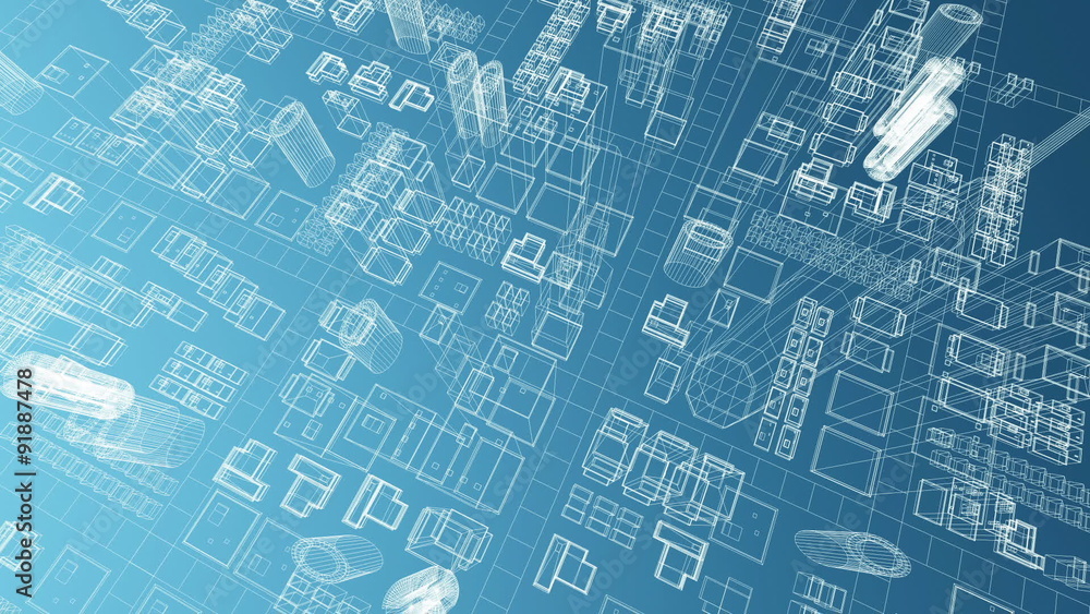 Blueprint of virtual growing city Blueprint of virtual growing city