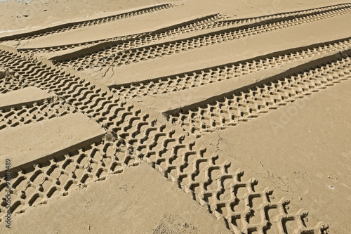 tire tracks on a beach