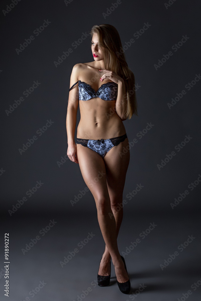 Image of fashion model advertises erotic underwear